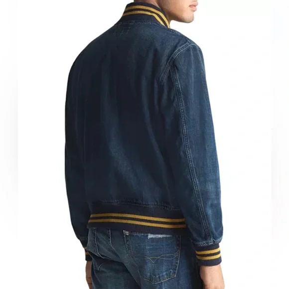 NWT Ralph Lauren Mens Denim Baseball Varsity Letterman Polo Logo Jean Jacket- S - Picture 6 of 7